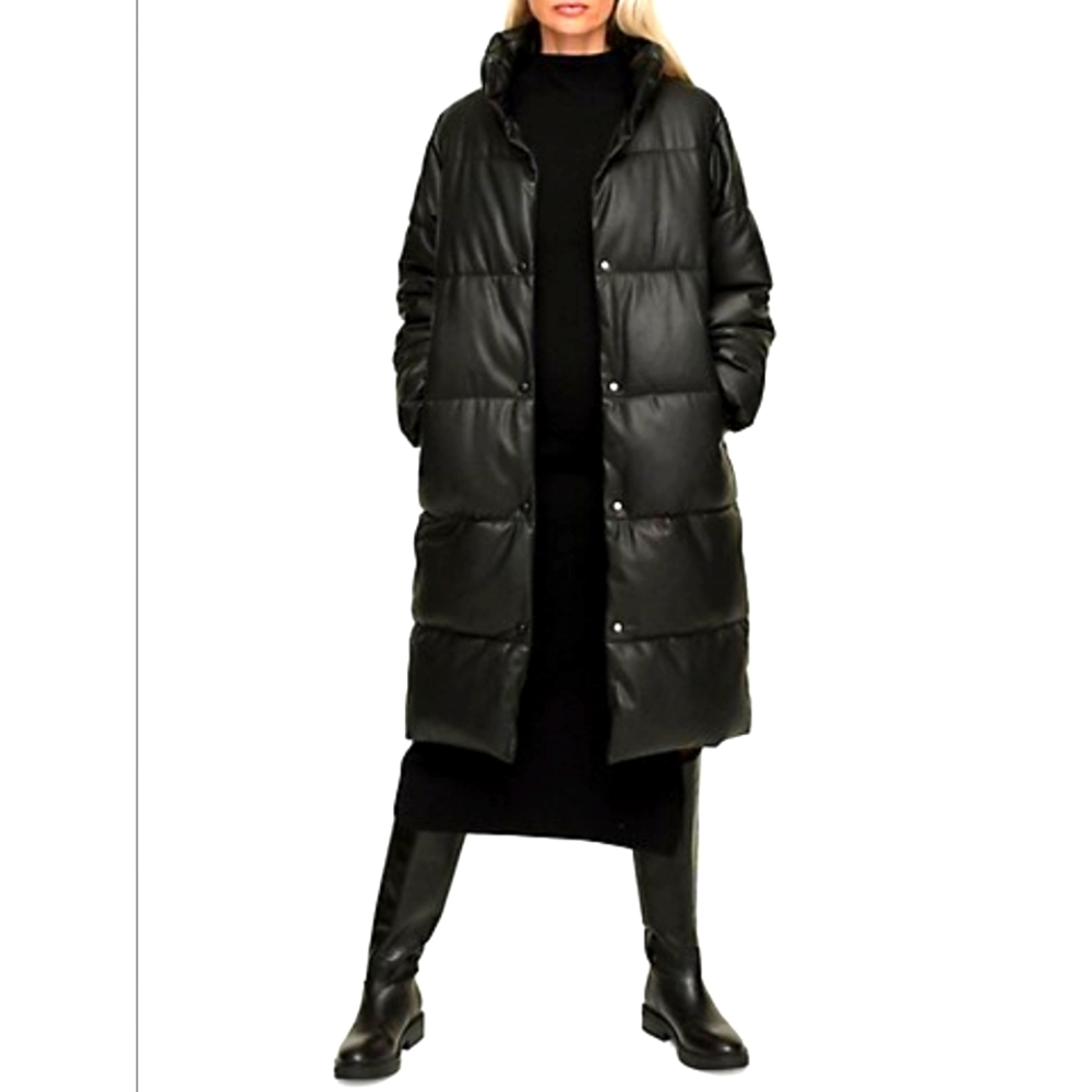 COPY - BNWT MANGO quilted/padded leather look oversized coat - med